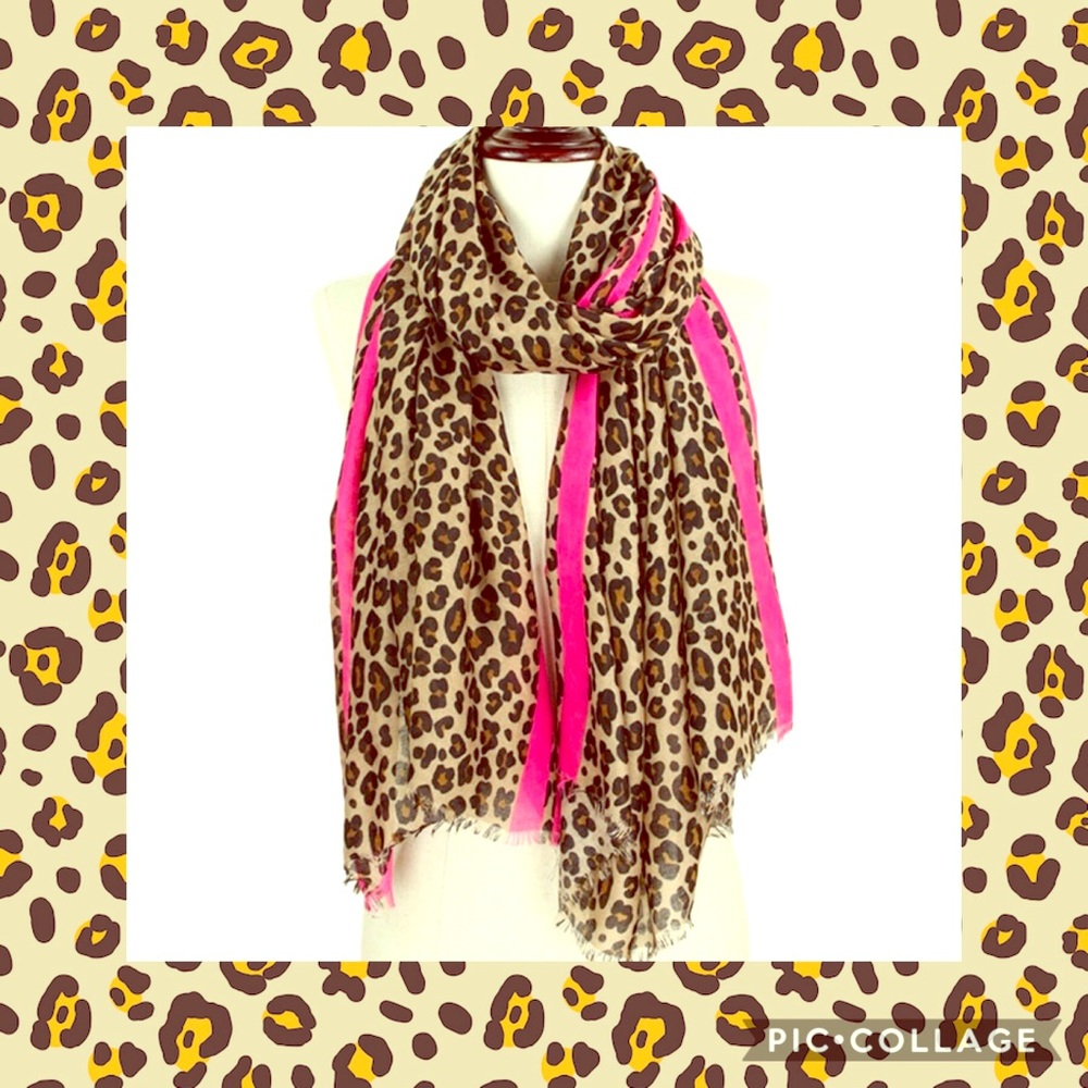 💖Leopard and Pink Oblong Scarf💖